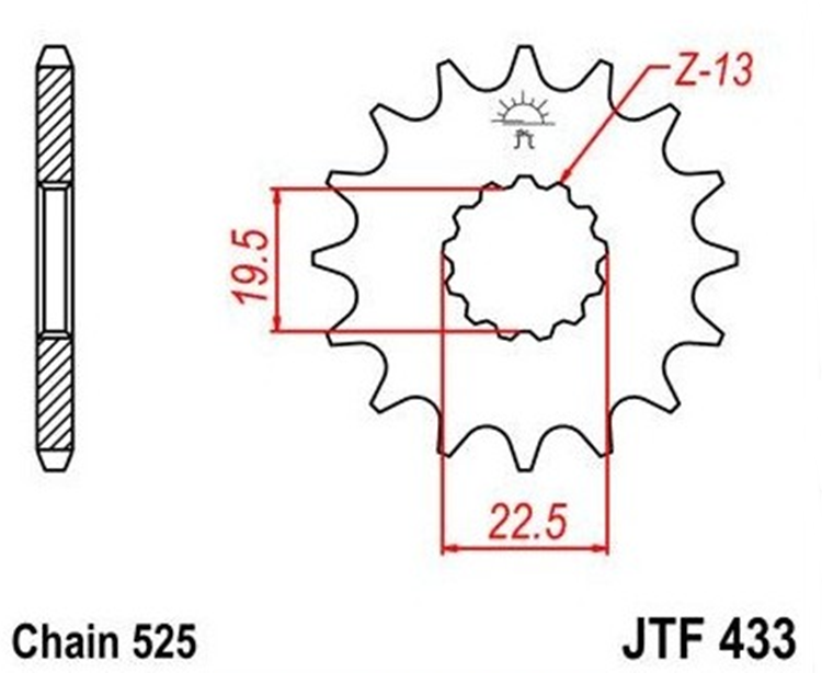 PIñON JT 433 de acero con 15 dientes